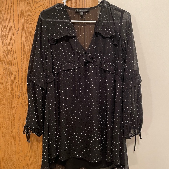 For Love and Lemons Truffles Polka Dot Babydoll Mini Dress Black,  Size XS - Picture 2 of 3